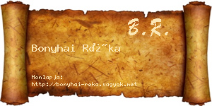 Bonyhai Réka névjegykártya